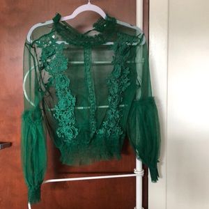 Womens floral see- through blouse